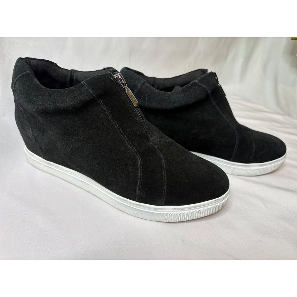 BLONDO Womens Black Suede Wedge Sneaker Bootie Sz 9M Waterproof Zip Up Urban